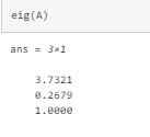 محاسبه ی مقدار آیگن ماتریس در matlab